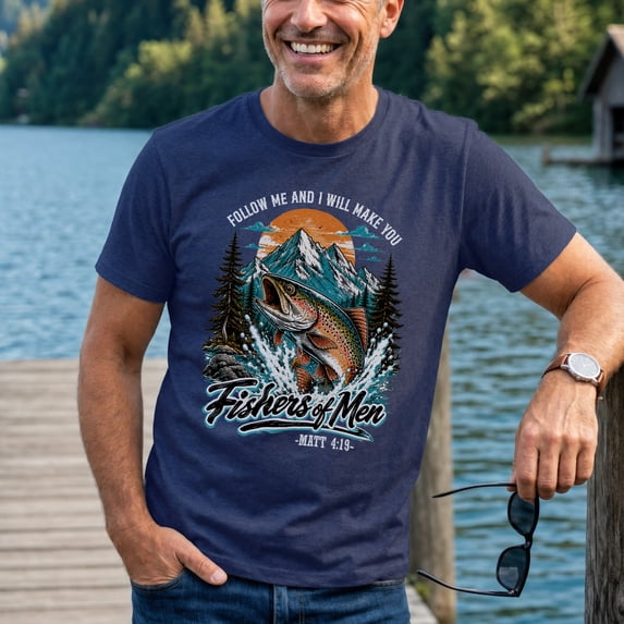 Jollimate Fishers Of Men T-Shirt, Christian Men Shirt, Christian Gift Shirt, Gifts For Fisherman