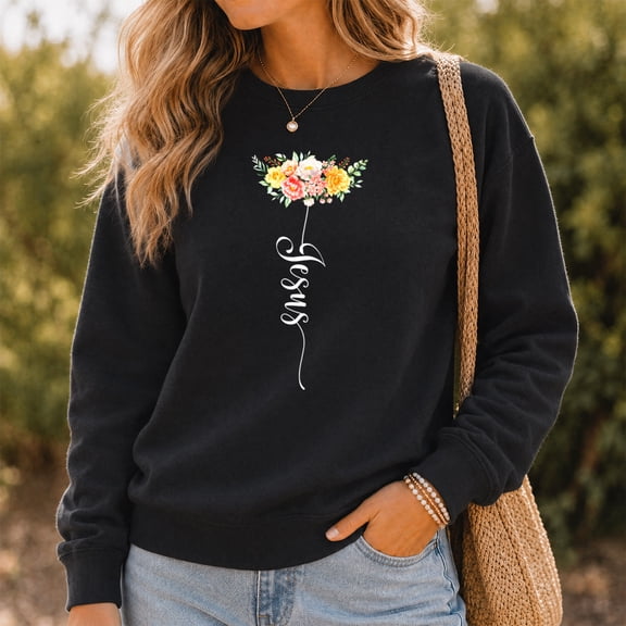 Jollimate Floral Jesus Sweatshirt, Women's Faith Sweatshirt, Religious Gift For Her, Believer Gift