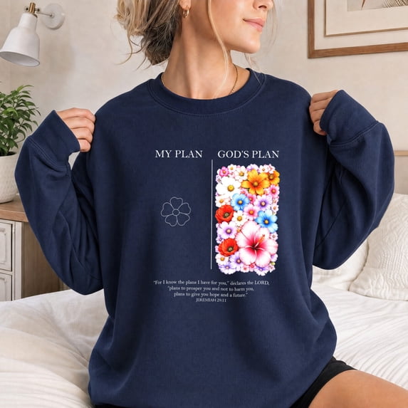 Jollimate God's Plan Sweatshirt, Floral Christian Crewneck, Jesus Lover Gift, Religious Gift