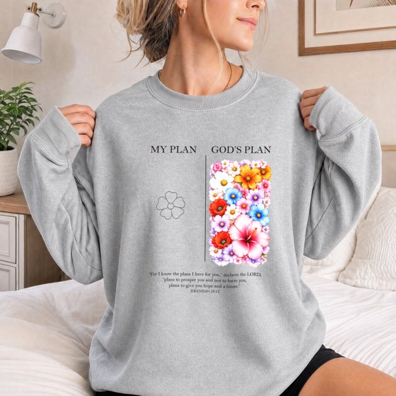 Jollimate God's Plan Sweatshirt, Floral Christian Crewneck, Jesus Lover Gift, Religious Gift