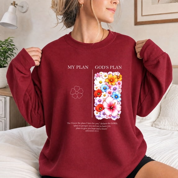 Jollimate God's Plan Sweatshirt, Floral Christian Crewneck, Jesus Lover Gift, Religious Gift