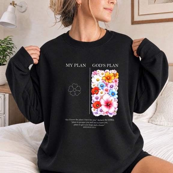 Jollimate God's Plan Sweatshirt, Floral Christian Crewneck, Jesus Lover Gift, Religious Gift