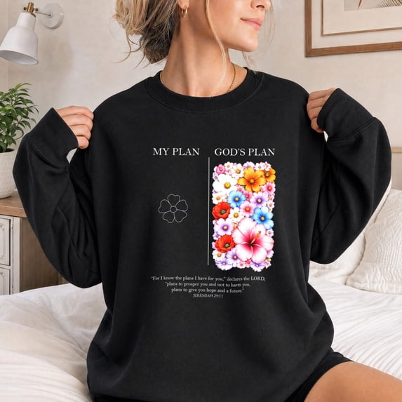 Jollimate God's Plan Sweatshirt, Floral Christian Crewneck, Jesus Lover Gift, Religious Gift