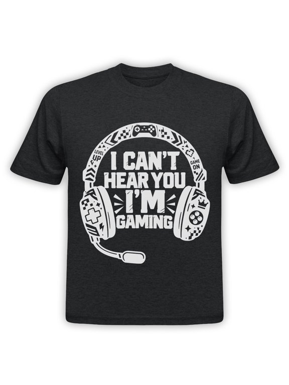 I Can't Hear You I'm Gaming T-Shirt, Funny Gamer Headset Graphic Tee For Men, Gamer Gift