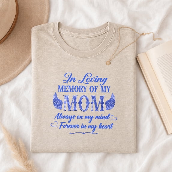 Jollimate In Loving Memory of My Mom Shirt, Memorial Angel Wings Graphic Tee, Remembrance Gift