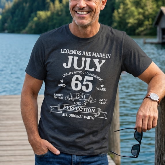 Jollimate Legends Are Made in July 1961 Shirt, 65th Birthday Graphic Tee, Aged to Perfection T-Shirt
