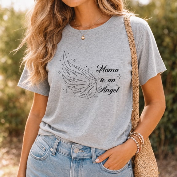 Jollimate Mama to an Angel Memorial T-Shirt, Infant Loss Graphic Tee, Women's Shirt