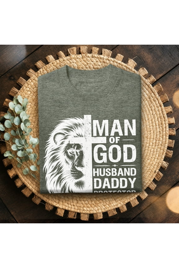 Man Of God Husband Daddy Shirt, God Dad Shirt, Gift For Daddy, Cross Christian Shirt