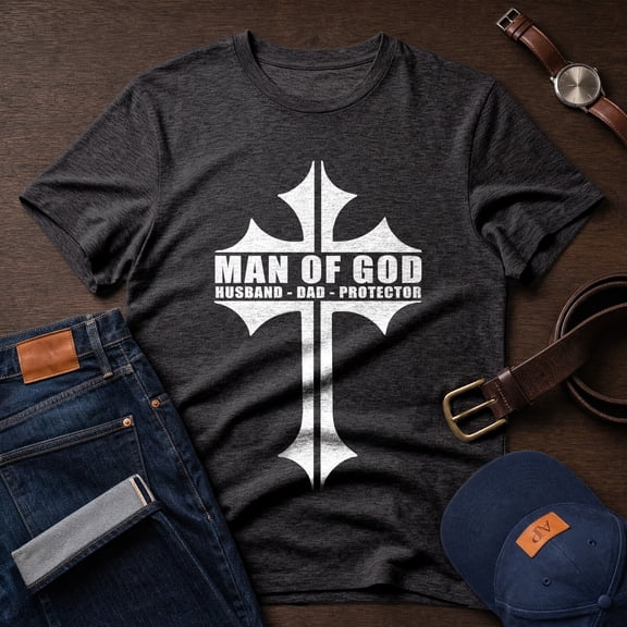 Jollimate Man Of God T-shirt, Husband Dad Protector Shirt, Dad Birthday Gift, Gift For Dad
