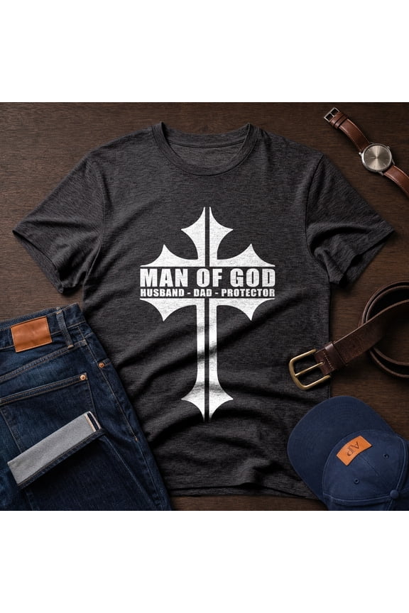 Man Of God T-shirt, Husband Dad Protector Shirt, Dad Birthday Gift, Gift For Dad