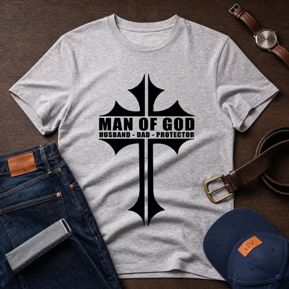 Jollimate Man Of God T-shirt, Husband Dad Protector Shirt, Dad Birthday Gift, Gift For Dad