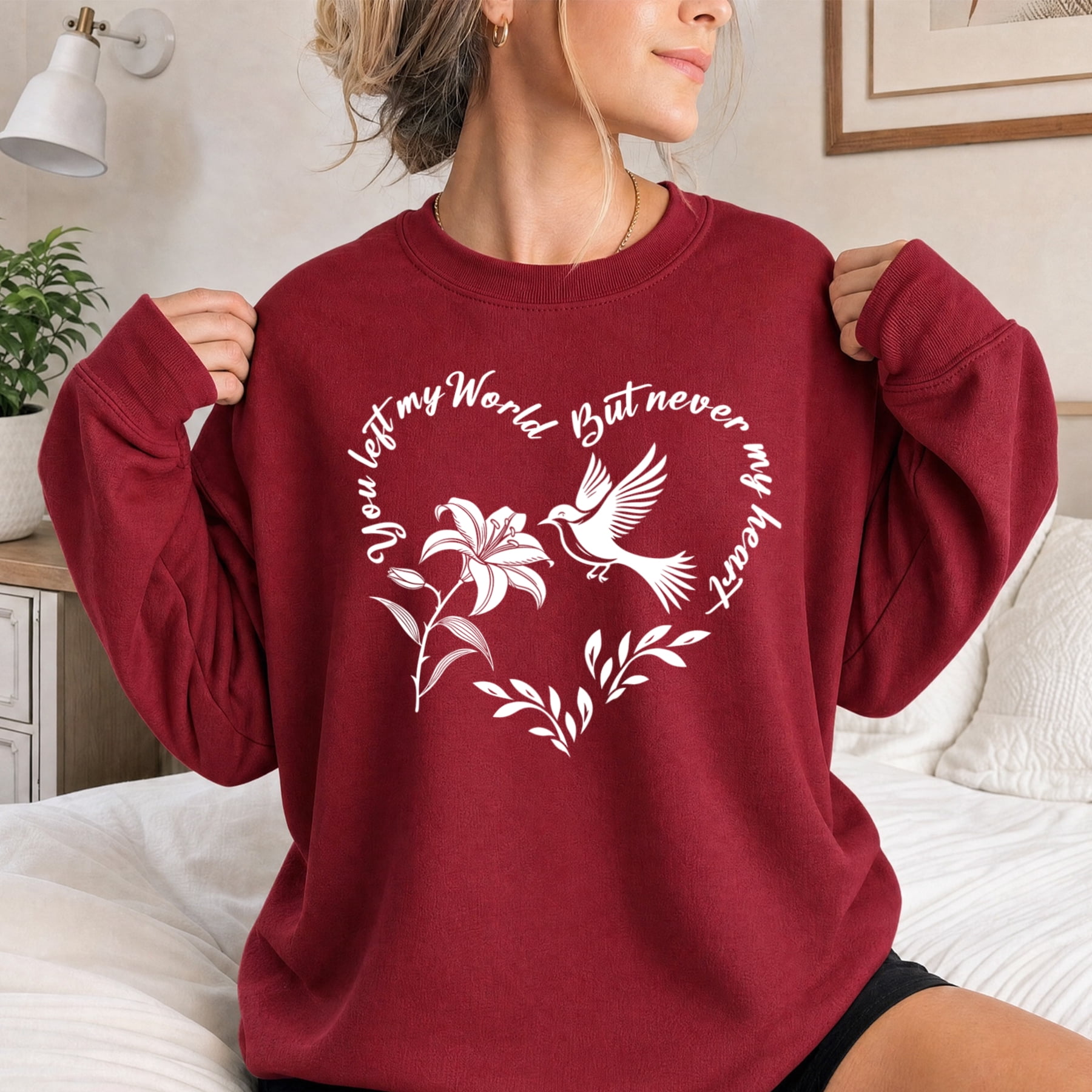 Jollimate Memorial Bird Sweatshirt, You Left My World Floral Design ...