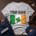 thumbnail image 1 of Jollimate Men's Custom Name Irish Flag T-Shirt, Ireland Clover Graphic Tee Gift for Men, 1 of 6