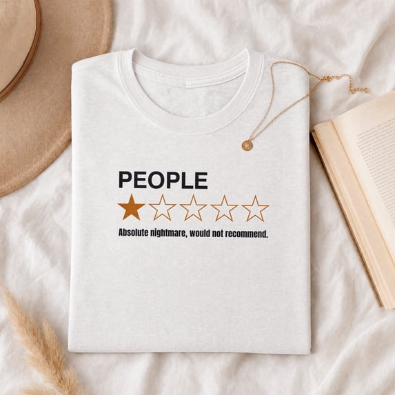 Jollimate People One Star Rating Shirt, Funny Introvert Graphic Tee, Sarcastic Gift for Women