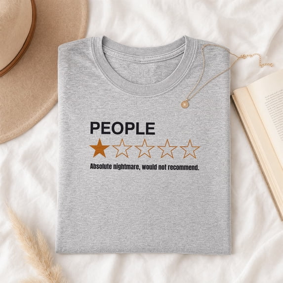 Jollimate People One Star Rating Shirt, Funny Introvert Graphic Tee, Sarcastic Gift for Women