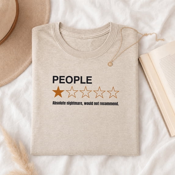 Jollimate People One Star Rating Shirt, Funny Introvert Graphic Tee, Sarcastic Gift for Women