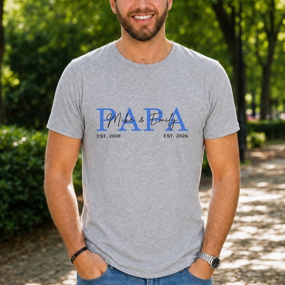Jollimate Personalized Papa Shirt, Custom Dad Shirt With Name, Gift For New Dad, Dad Birthday Gift