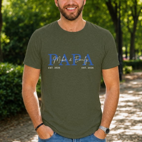 Jollimate Personalized Papa Shirt, Custom Dad Shirt With Name, Gift For New Dad, Dad Birthday Gift