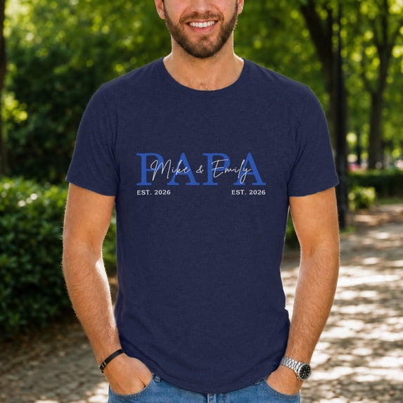 Jollimate Personalized Papa Shirt, Custom Dad Shirt With Name, Gift For New Dad, Dad Birthday Gift