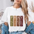 thumbnail image 1 of Jollimate Pray For It About It Around It Over It Graphic T-Shirt, Floral Christian Faith Women's Shirt, 1 of 6