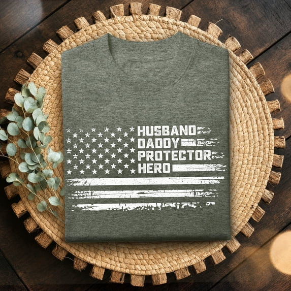 Jollimate Husband Daddy Protector Hero Tshirt, USA Flag Shirt, Best Dad Ever Shirt, Gift For Husband