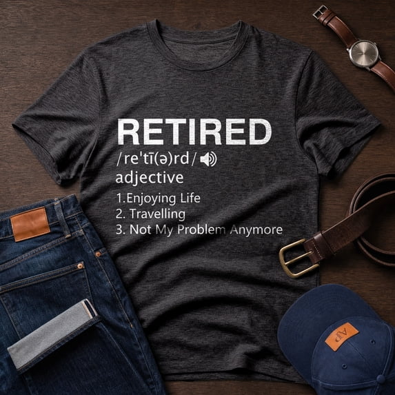 Jollimate Retired Definition Shirt, Funny Not My Problem Anymore, Men Retirement Gift Tee