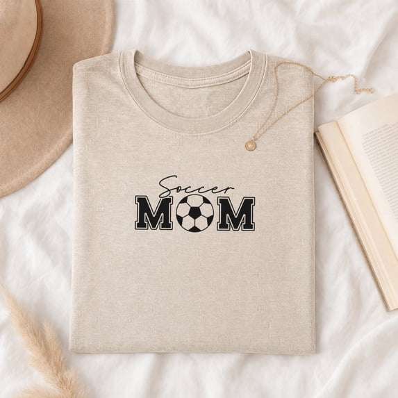 Jollimate Soccer Mom T-Shirt, Cute Sports Graphic Tee, Casual Women's Shirt