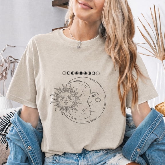 Jollimate Sun And Moon Shirt, Celestial Graphic Tee, Moon Phase T-Shirt, Astrology Gift For Women