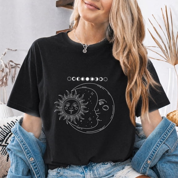 Jollimate Sun And Moon Shirt, Celestial Graphic Tee, Moon Phase T-Shirt, Astrology Gift For Women