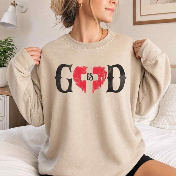 Jollimate Sweatshirt for Women, God Is Love Heart Christian Graphic, Inspirational Faith Gift