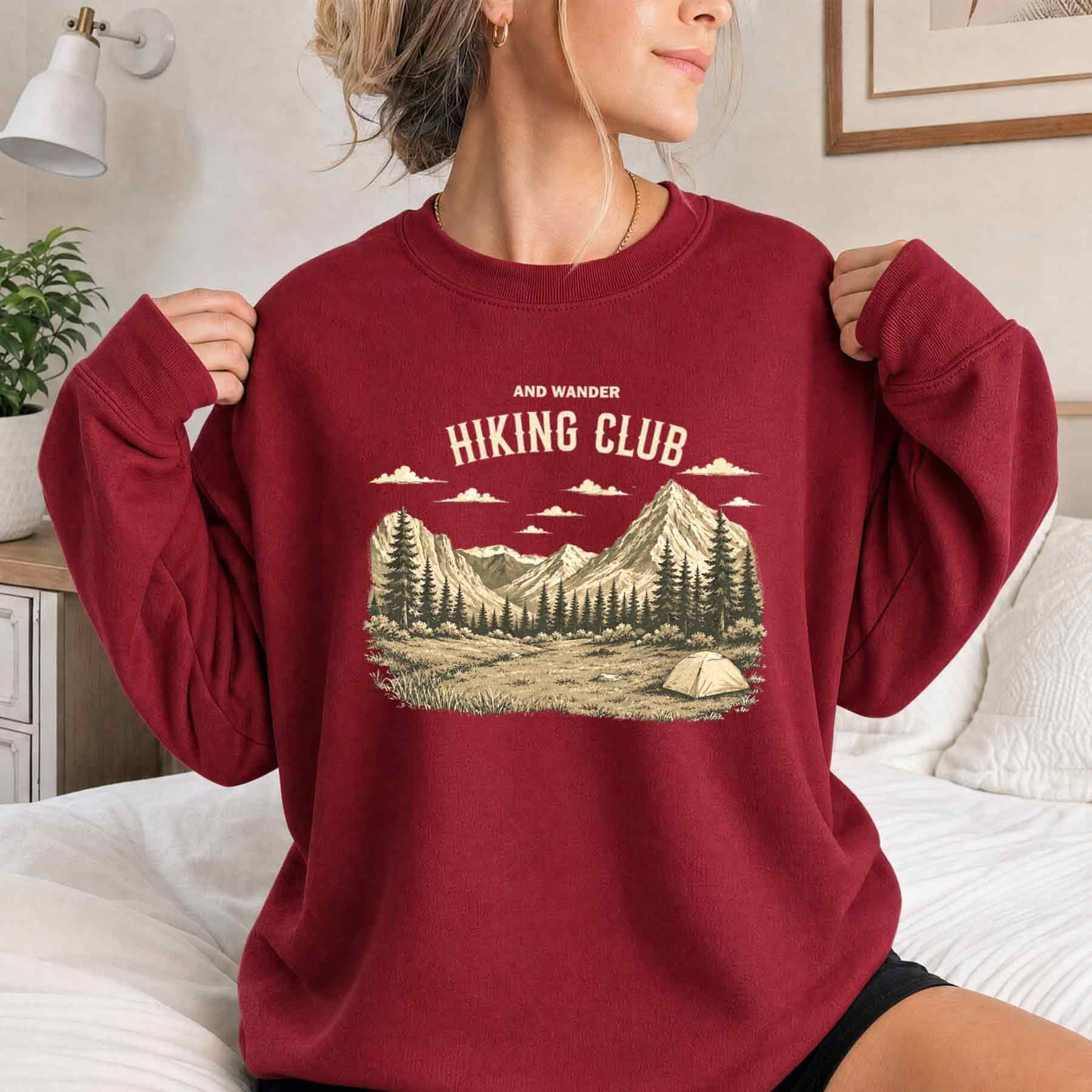 Jollimate Sweatshirt for Women, Hiking Club Mountain Camping Graphic ...