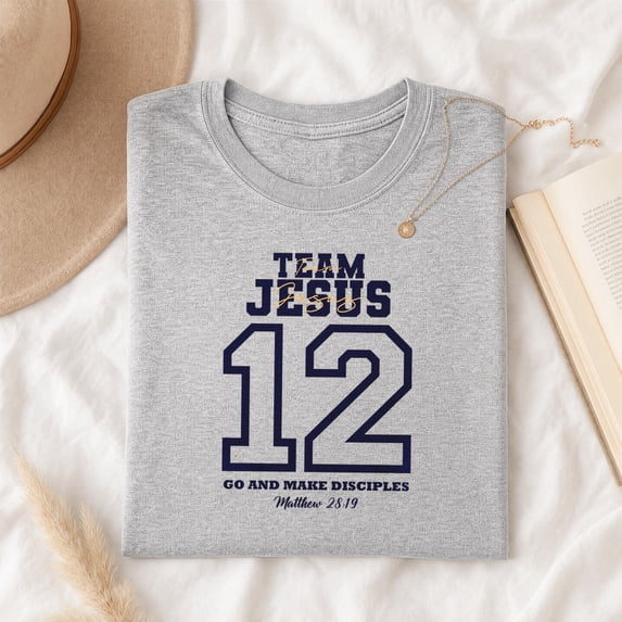 Jollimate Team Jesus 12 Shirt, Christian Sports Graphic Tee, Bible Verse Gift