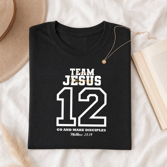 Jollimate Team Jesus 12 Shirt, Christian Sports Graphic Tee, Bible Verse Gift