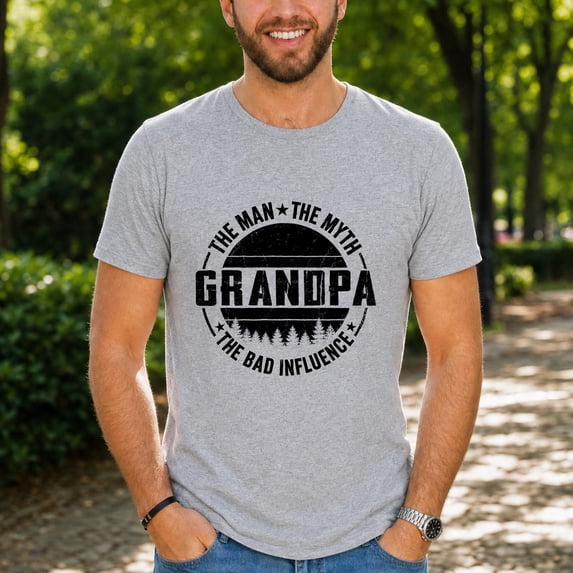 Jollimate The Man The Myth The Bad Influence Shirt, Funny Grandpa Shirt, Gift From Grandkids