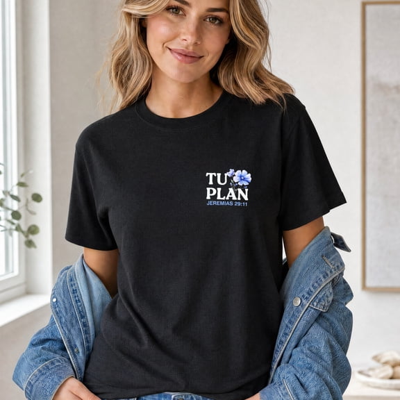 Jollimate Tu Plan Jeremias 29:11 Graphic T-Shirt, Floral Spanish Christian Women's Shirt