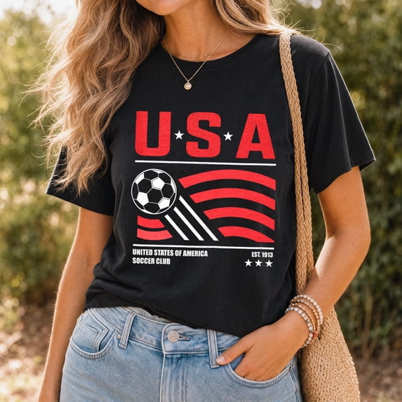 Jollimate United States Of America Soccer Club T-Shirt, USA Fan Girl Shirt, Soccer Lover Gift