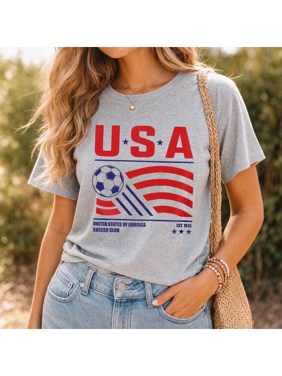 United States Of America Soccer Club T-Shirt, USA Fan Girl Shirt, Soccer Lover Gift