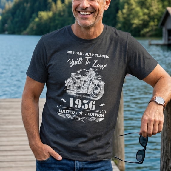 Jollimate Vintage 1956 Motorcycle Shirt, Built To Last Retro Men's T-Shirt, Not Old Just Classic Graphic Tee