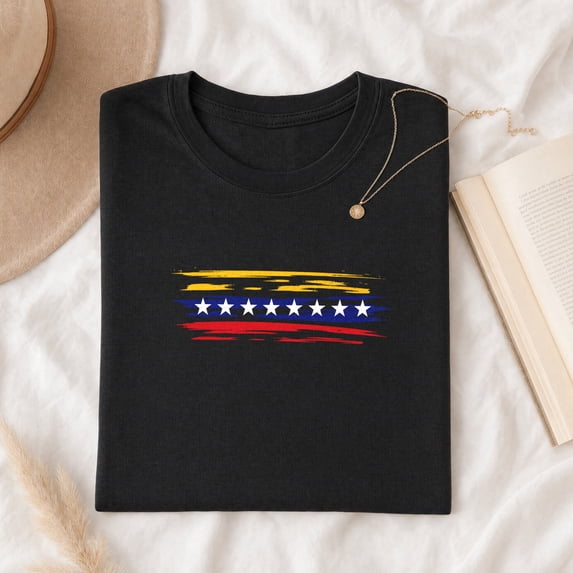 Jollimate Womens Venezuela Flag Graphic T-Shirt Distressed Brush Stars Shirt Venezuelan Pride Gift