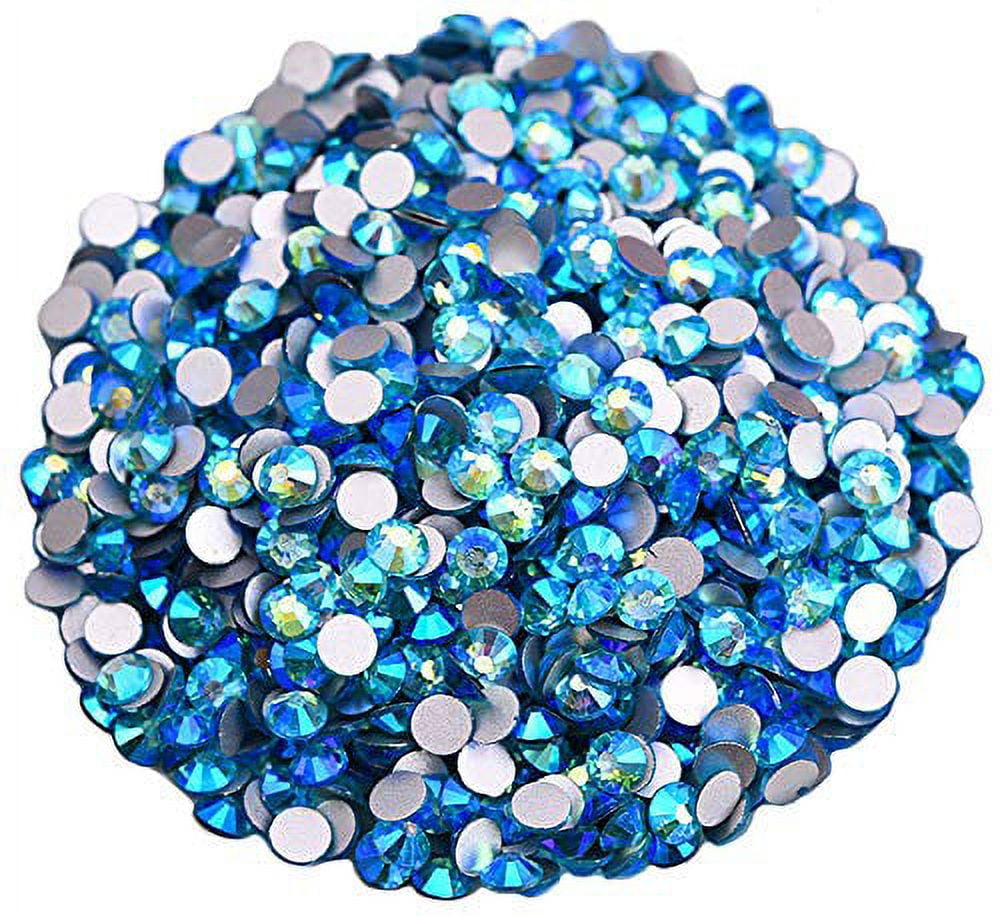 Jollin Glue Fix Crystal Flatback Rhinestones Glass Diamantes Gems for Nail  Art Crafts Decorations Clothes Shoes(ss4 2880pcs, Aquamarine AB) 