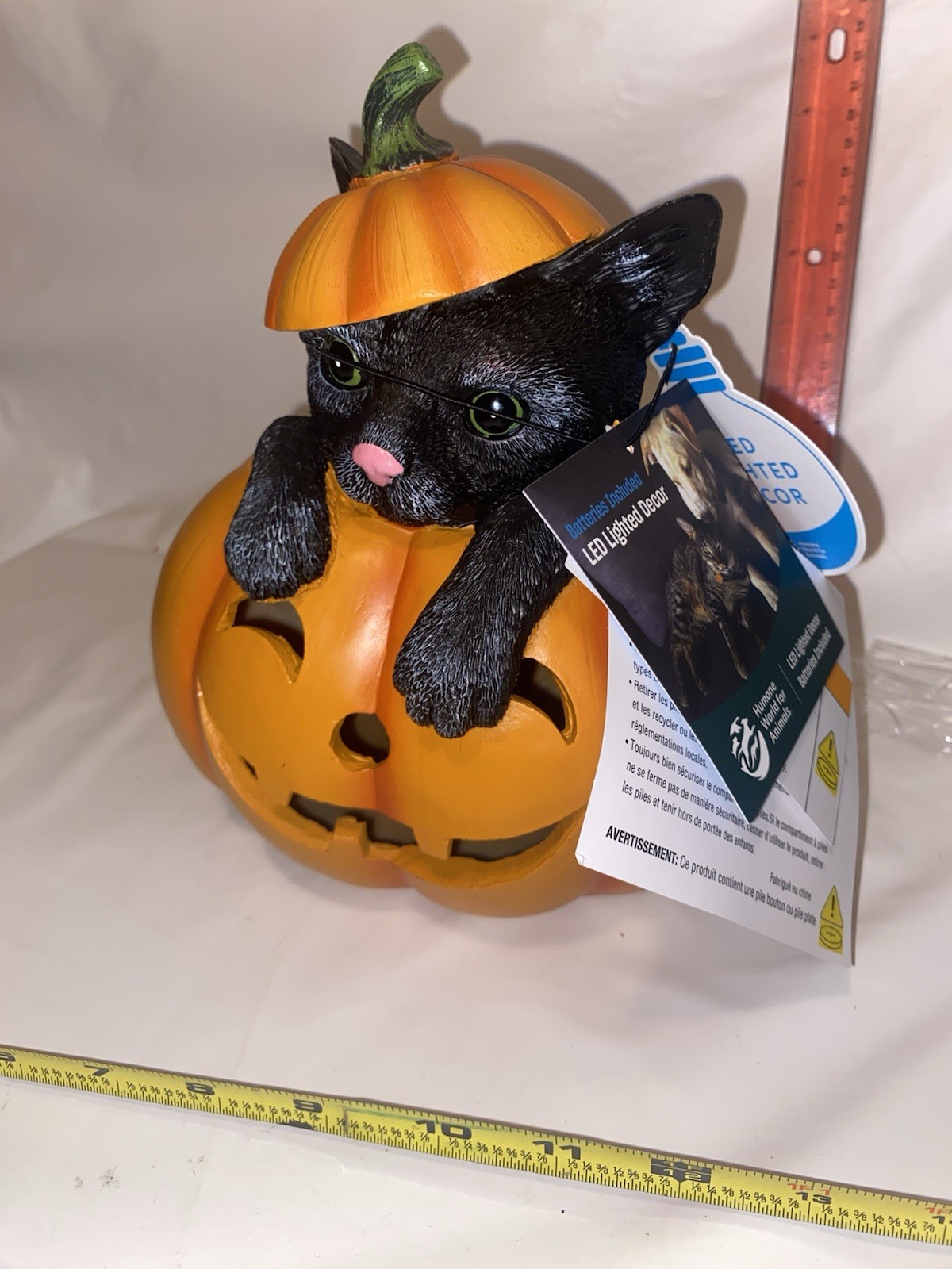 Jollup 9” Halloween Light Up Black Cat Sitting in Jack O Lantern ...