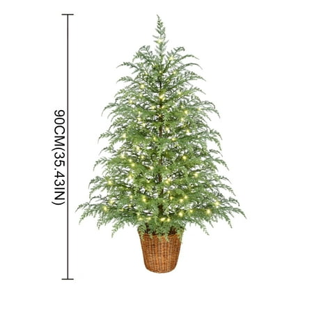 Jollup Artificial Christmas Tree Pre-Lit Green Christmas Potted Tree