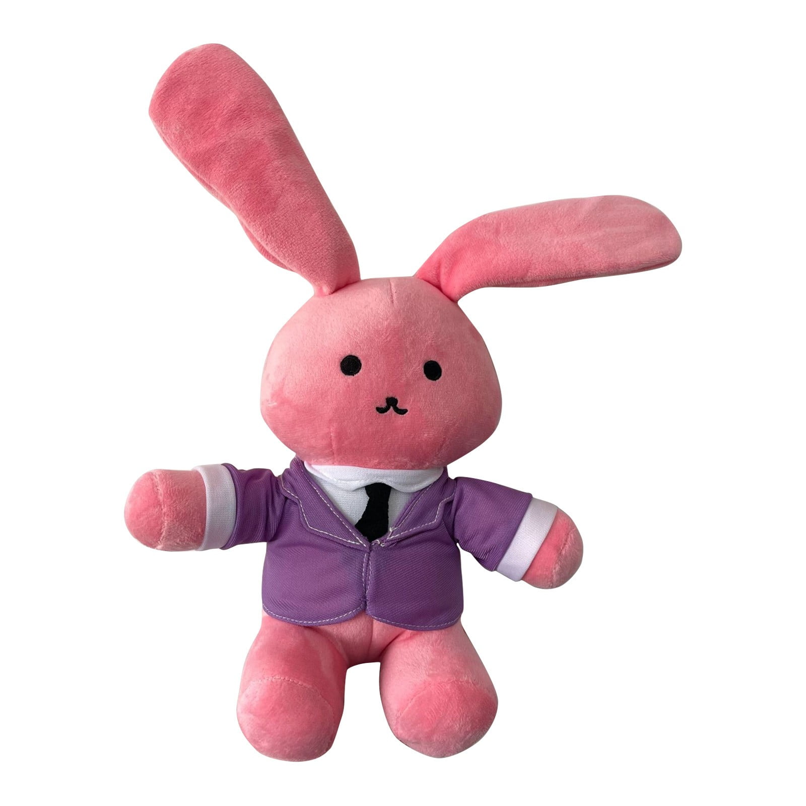 Jollup Bun-bun Plush Pink Bunny Stuffed Animal Toy with Purple Jacket ...