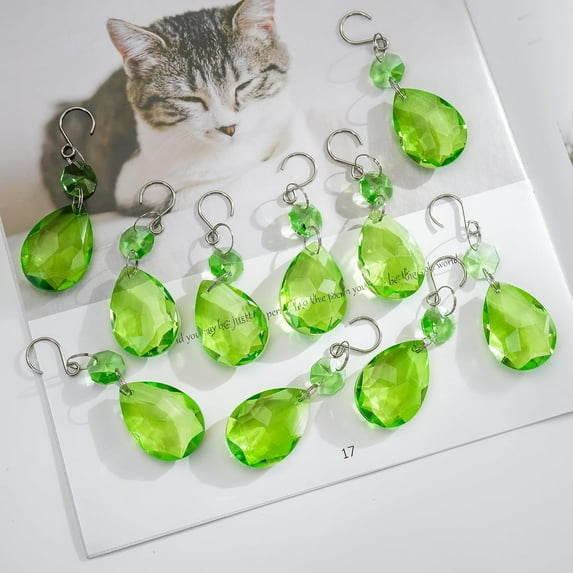 Jollup Crystal Suncatcher Bauhinia Prisms Pendants 10 Pcs Chandelier Crystals Replacement Hanging Sun Catcher Beads for DIY Arts Crafts Decor