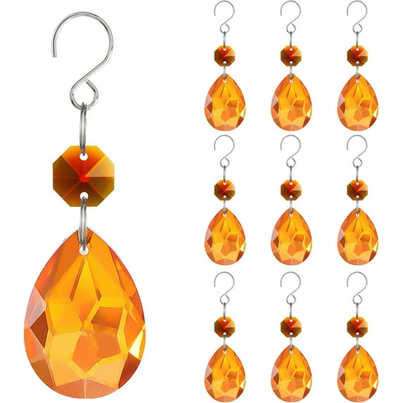 Jollup Crystal Suncatcher Bauhinia Prisms Pendants 10 Pcs Chandelier Crystals Replacement Hanging Sun Catcher Beads for DIY Arts Crafts Decor