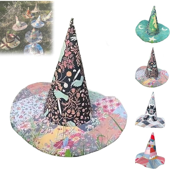 Jollup Halloween Witch Hat | Handcrafted Folk Art Hat, Adult Vintage Cottagecore Halloween Witch Hats, Renaissance Witchy Vibes