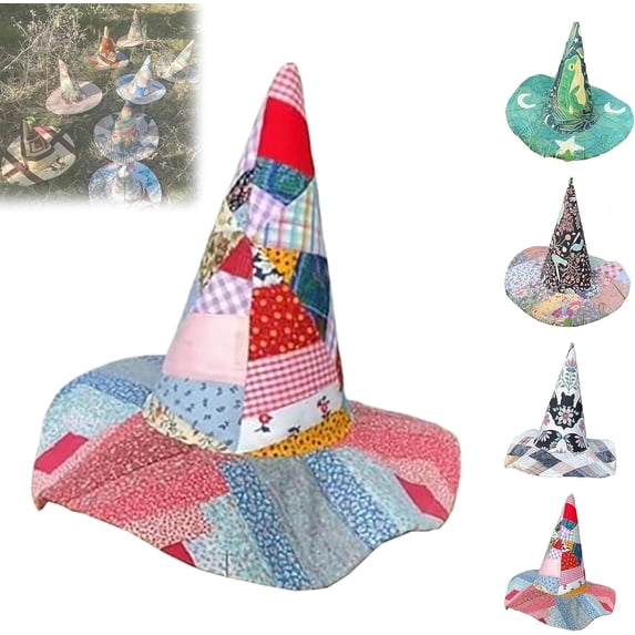 Jollup Halloween Witch Hat | Handcrafted Folk Art Hat, Adult Vintage Cottagecore Halloween Witch Hats, Renaissance Witchy Vibes
