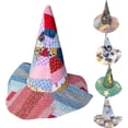thumbnail image 1 of Jollup Halloween Witch Hat Vintage Cottagecore Style, Handmade Quilt Witch Hat, Renaissance Costume Witchy Vibes, 1 of 7