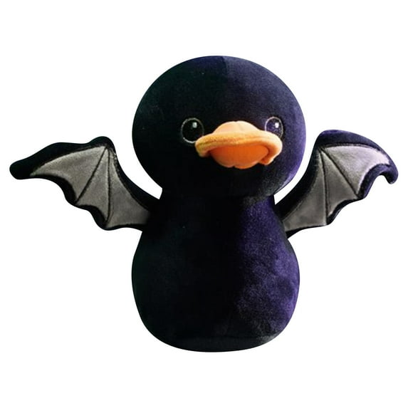 Jollup Plush Bat Duck Stuffed Animal Toy – Soft Black Plushie with Bat Wings, Cute Halloween Gift