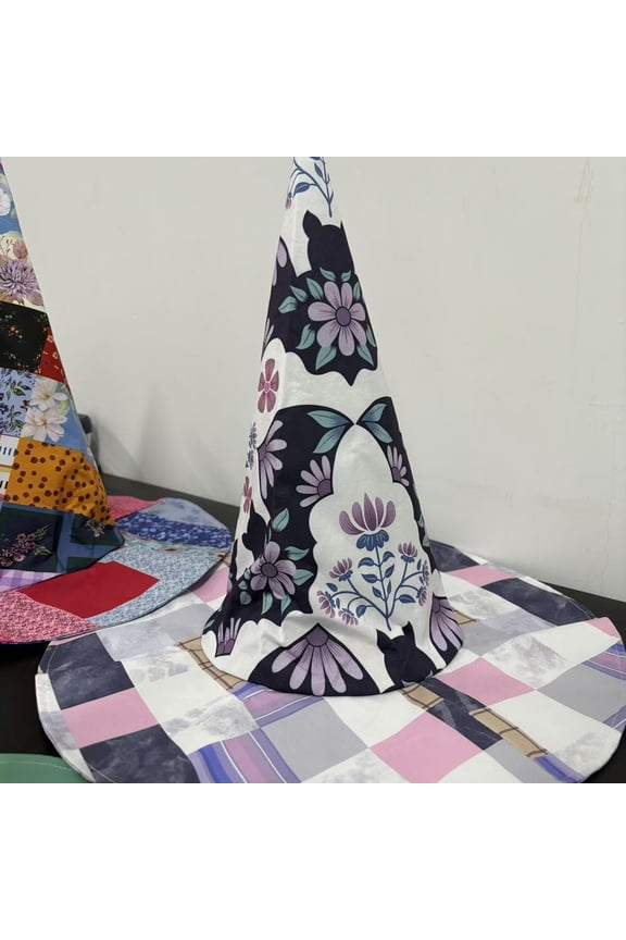 Vintage Cottagecore Halloween Witch Hat, Handmade Quilt Witch Hat, Renaissance Costume Witchy Vibes
